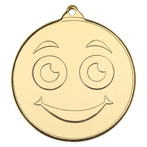 SMILEY FACE GOLD MEDAL - 2in